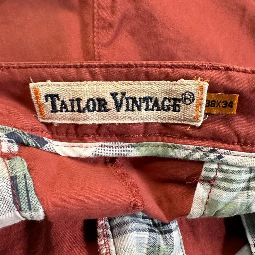 NWT Tailor Vintage Men’s Canyon Red Flat Front Casual Chino Pants - Size 38x34